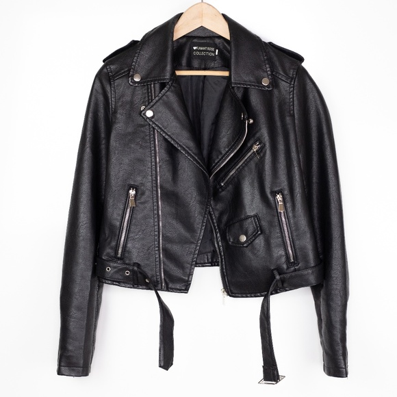 Flamant Rose Collection Jackets & Blazers - Flamant Rose Collection Women’s Black Vegan Faux Leather Moto Jacket Size 2